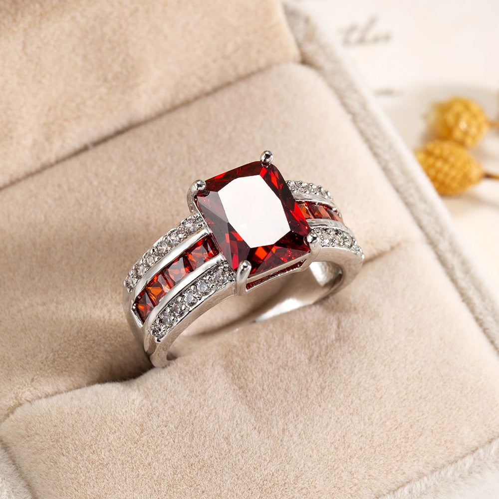 Silver Ruby Split Ring Band Ring
