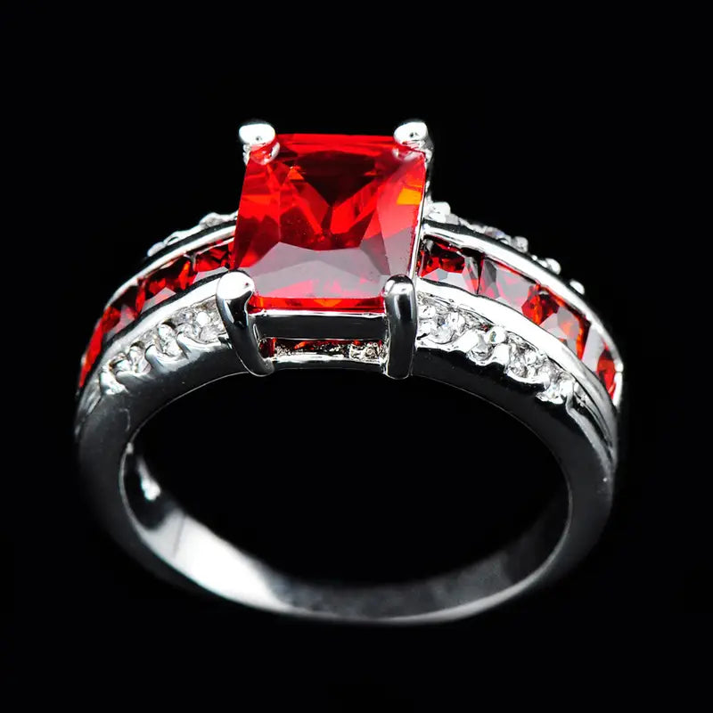 Silver Ruby Split Ring Band Ring