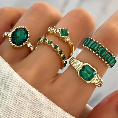 Zarina Exquisit Emerald Ring Set | Gold