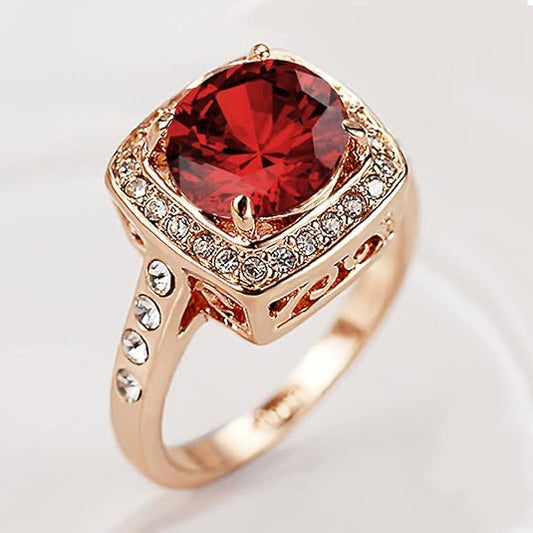 Ruby Halo Statement Ring | Rose gold