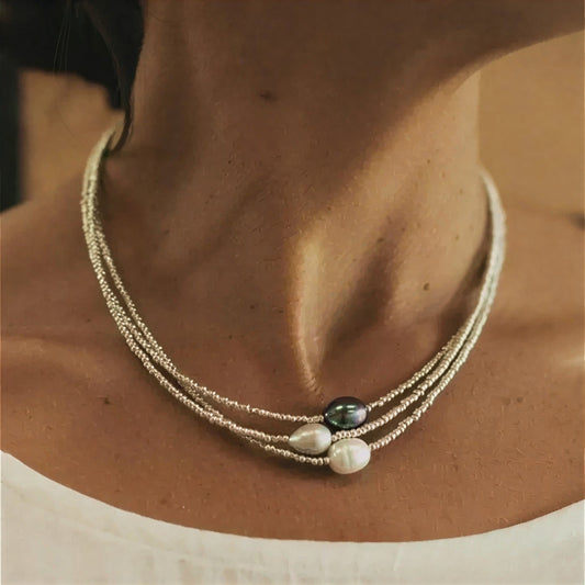 Baroque pearl multi-row necklace