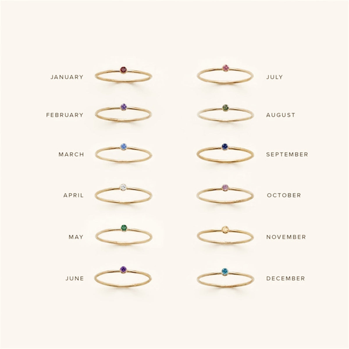 Amelia birthstone stacking ring