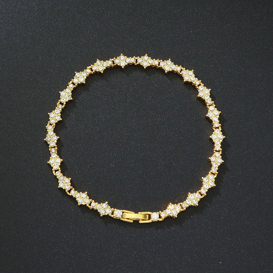 Classic cluster tennis bracelet | Gold