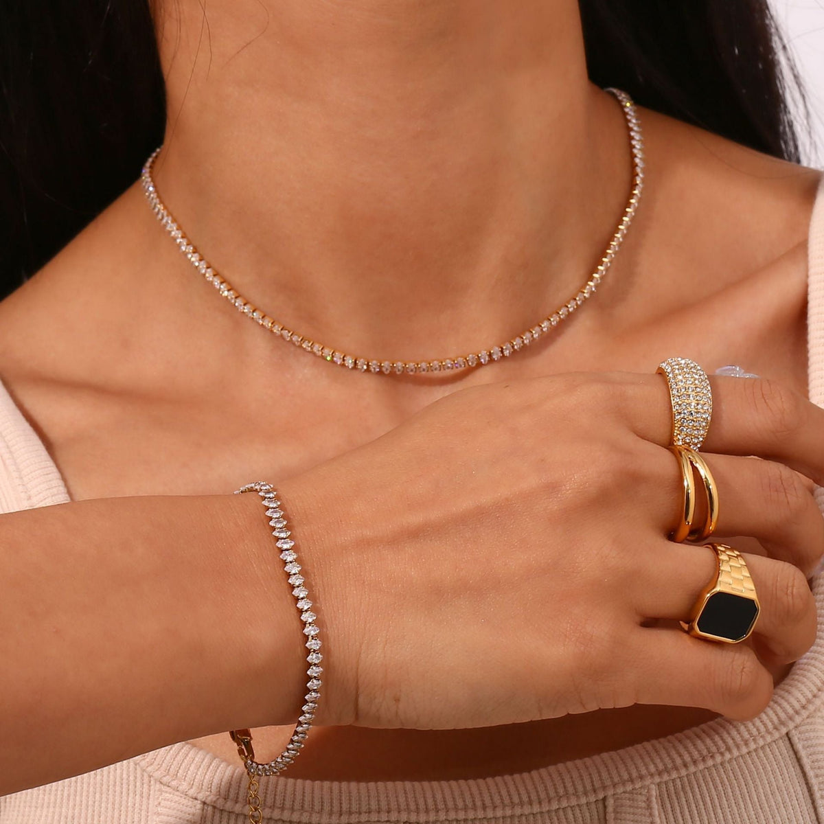 Wisteria diamond tennis necklace
