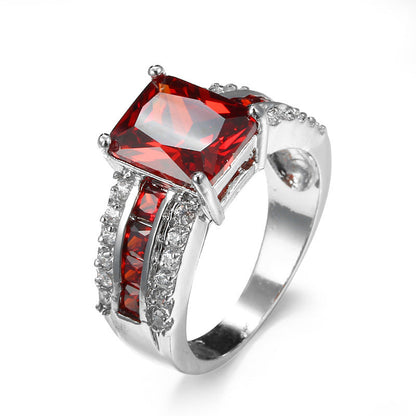 Silver Ruby Split Ring Band Ring