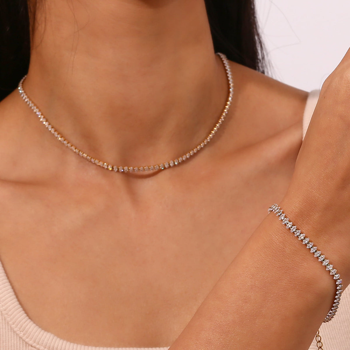 Wisteria diamond tennis necklace