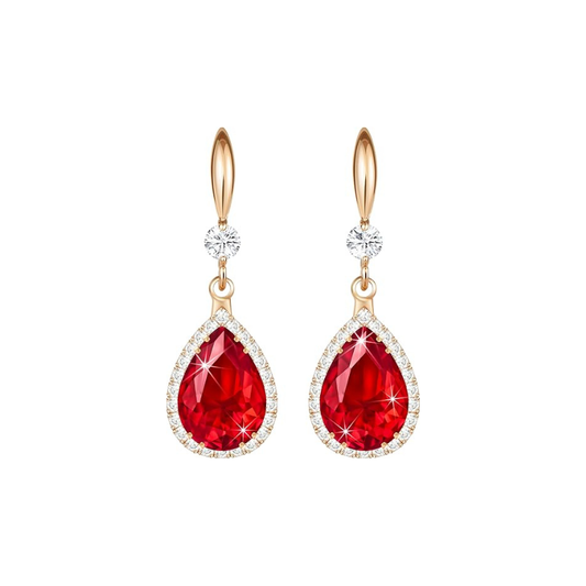 Ruby drop earrings | Rose gold