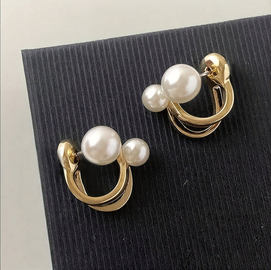 Double pearl statement earrings