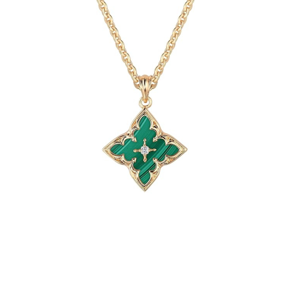 Emerald Clover Pendant Necklace | Gold