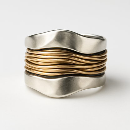 Silver gold thread ring